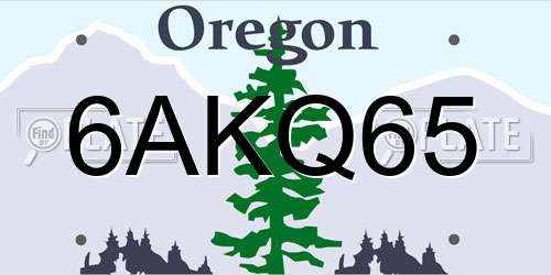 6AKQ65 Oregon License Plate