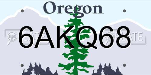 6AKQ68 Oregon License Plate