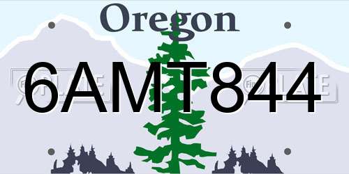 6AMT844 Oregon License Plate