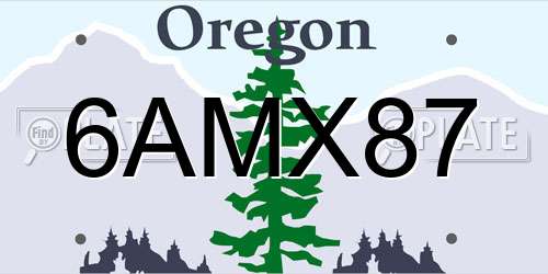6AMX87 Oregon License Plate