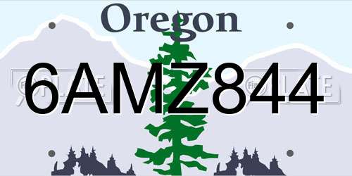 6AMZ844 Oregon License Plate