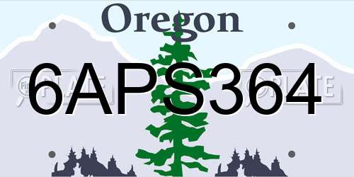 6APS364 Oregon License Plate