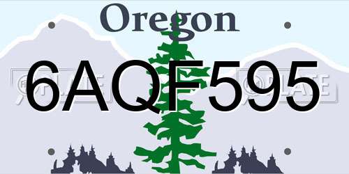 6AQF595 Oregon License Plate