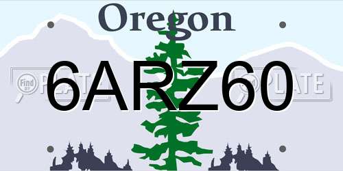 6ARZ60 Oregon License Plate