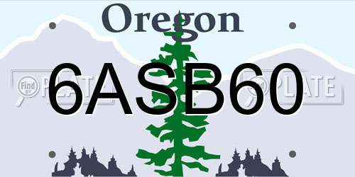 6ASB60 Oregon License Plate