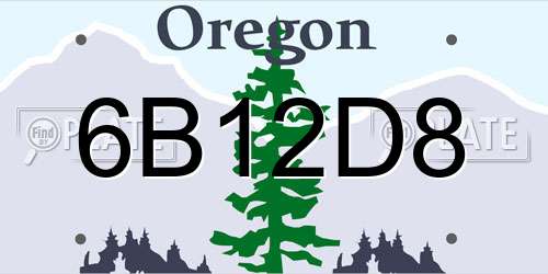 6B12D8 Oregon License Plate