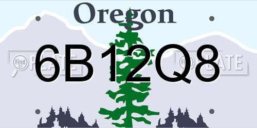 6B12Q8 Oregon License Plate