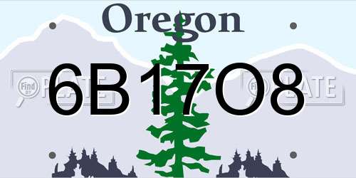 6B17O8 Oregon License Plate