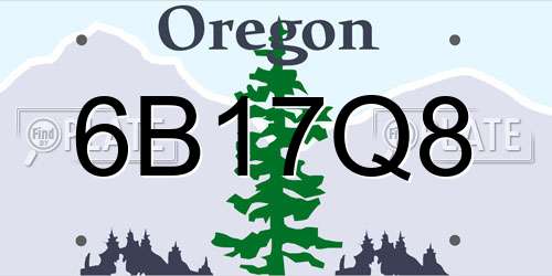 6B17Q8 Oregon License Plate