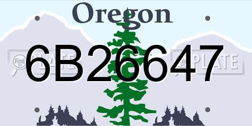 6B26647 Oregon License Plate