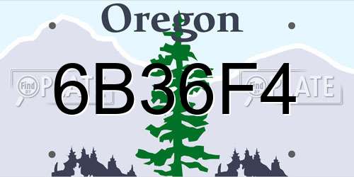 6B36F4 Oregon License Plate