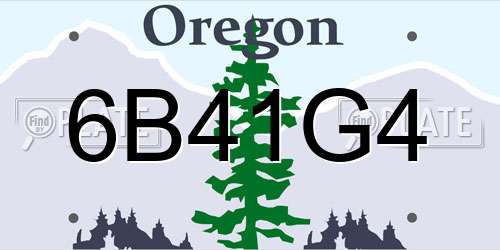 6B41G4 Oregon License Plate