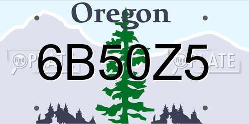 6B50Z5 Oregon License Plate