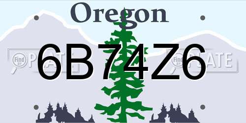 6B74Z6 Oregon License Plate
