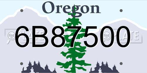 6B87500 Oregon License Plate