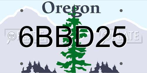 6BBD25 Oregon License Plate