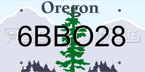 6BBO28 Oregon License Plate
