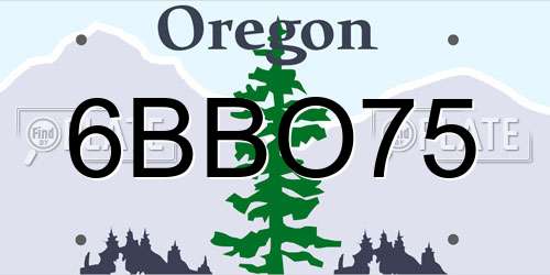 6BBO75 Oregon License Plate
