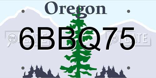 6BBQ75 Oregon License Plate
