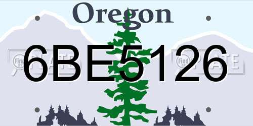 6BE5126 Oregon License Plate