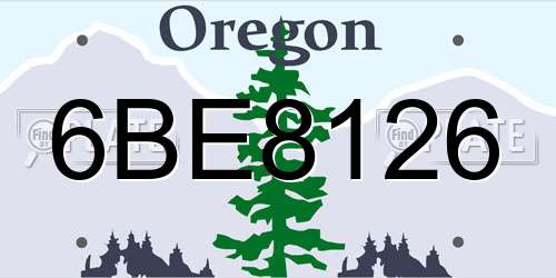 6BE8126 Oregon License Plate