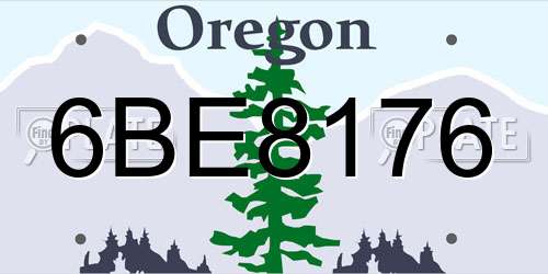 6BE8176 Oregon License Plate