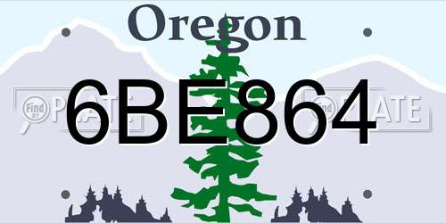 6BE864 Oregon License Plate