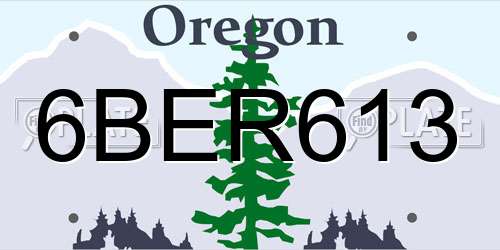 6BER613 Oregon License Plate