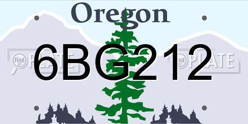 6BG212 Oregon License Plate