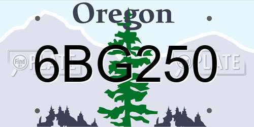6BG250 Oregon License Plate