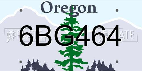 6BG464 Oregon License Plate