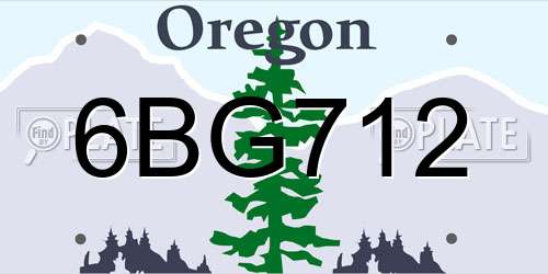 6BG712 Oregon License Plate