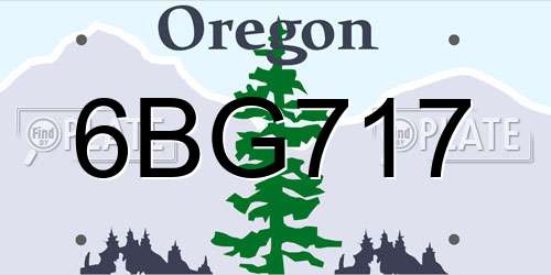 6BG717 Oregon License Plate