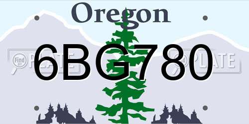 6BG780 Oregon License Plate