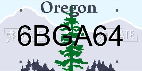 6BGA64 Oregon License Plate