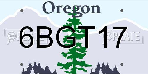 6BGT17 Oregon License Plate