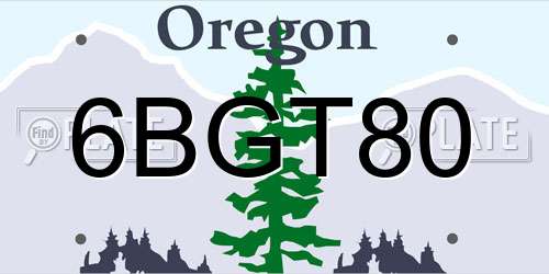 6BGT80 Oregon License Plate