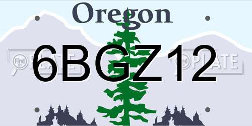 6BGZ12 Oregon License Plate