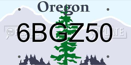 6BGZ50 Oregon License Plate