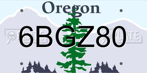 6BGZ80 Oregon License Plate