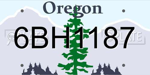 6BH1187 Oregon License Plate