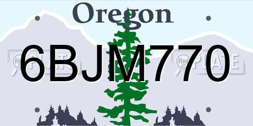 6BJM770 Oregon License Plate