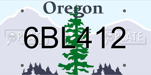 6BL412 Oregon License Plate