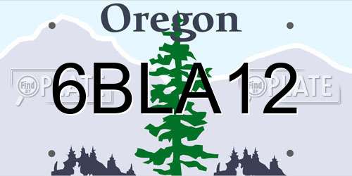6BLA12 Oregon License Plate