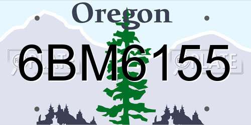 6BM6155 Oregon License Plate