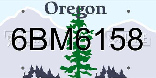 6BM6158 Oregon License Plate