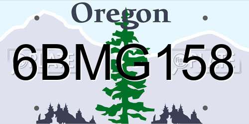 6BMG158 Oregon License Plate