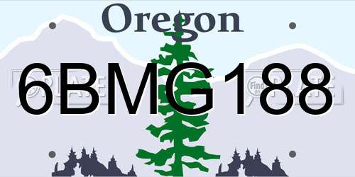 6BMG188 Oregon License Plate