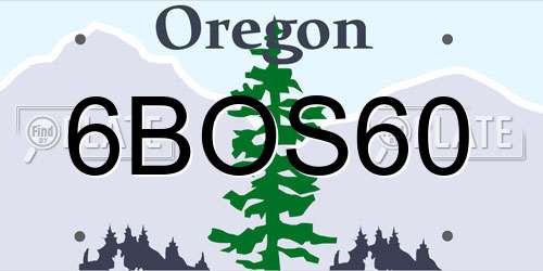 6BOS60 Oregon License Plate