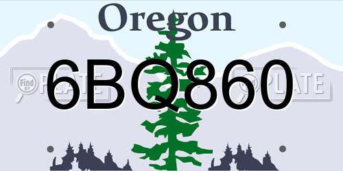 6BQ860 Oregon License Plate